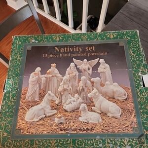 Nativity Set 13 Piece Hand Painted Porcelain